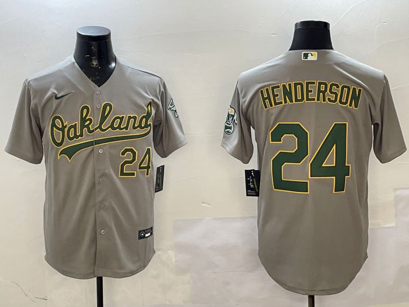 Men Oakland Athletics #24 Henderson Grey Game 2025 Nike MLB Jersey style 1->oakland athletics->MLB Jersey